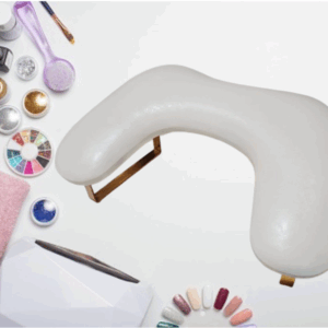 REPOSAMANOS CON BASE METAL COLOR BLANCO