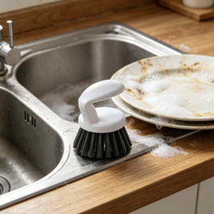 Cepillo para ollas, sartenes y utensilios de cocina.